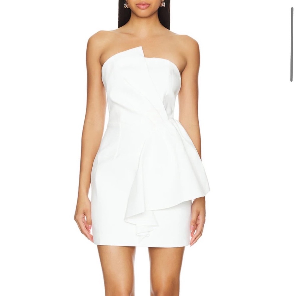 Elliatt White Asymmetrical Peplum Cocktail Dress